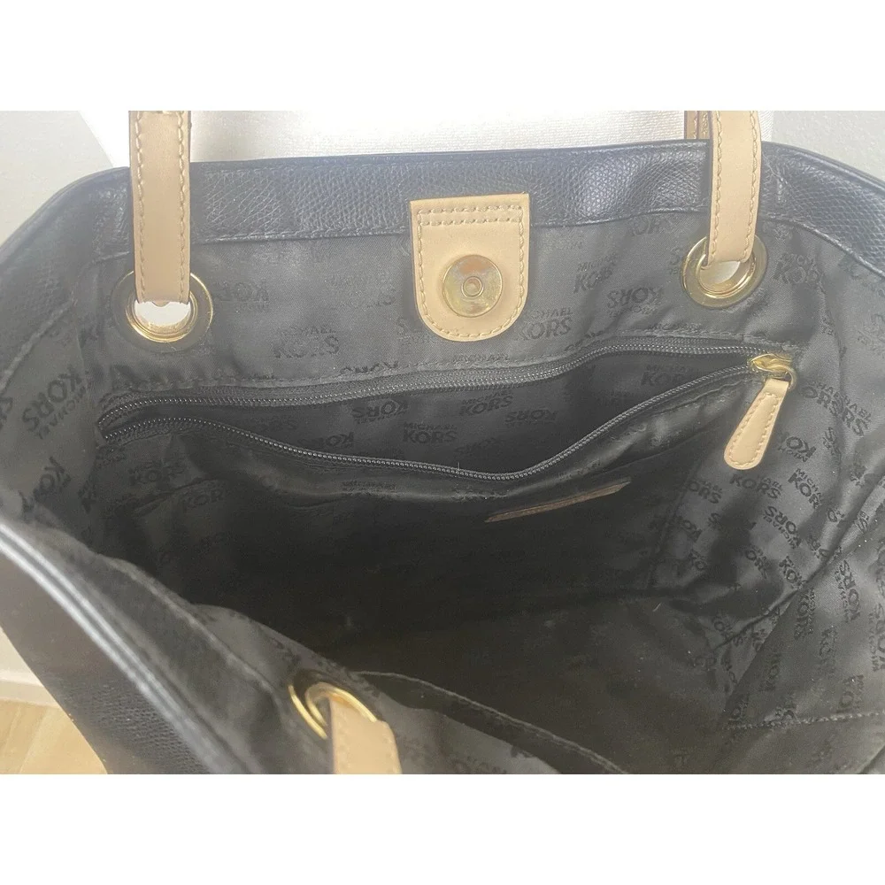 Michael Kors Jet Set Black Pebbled Leather Tote/Purse